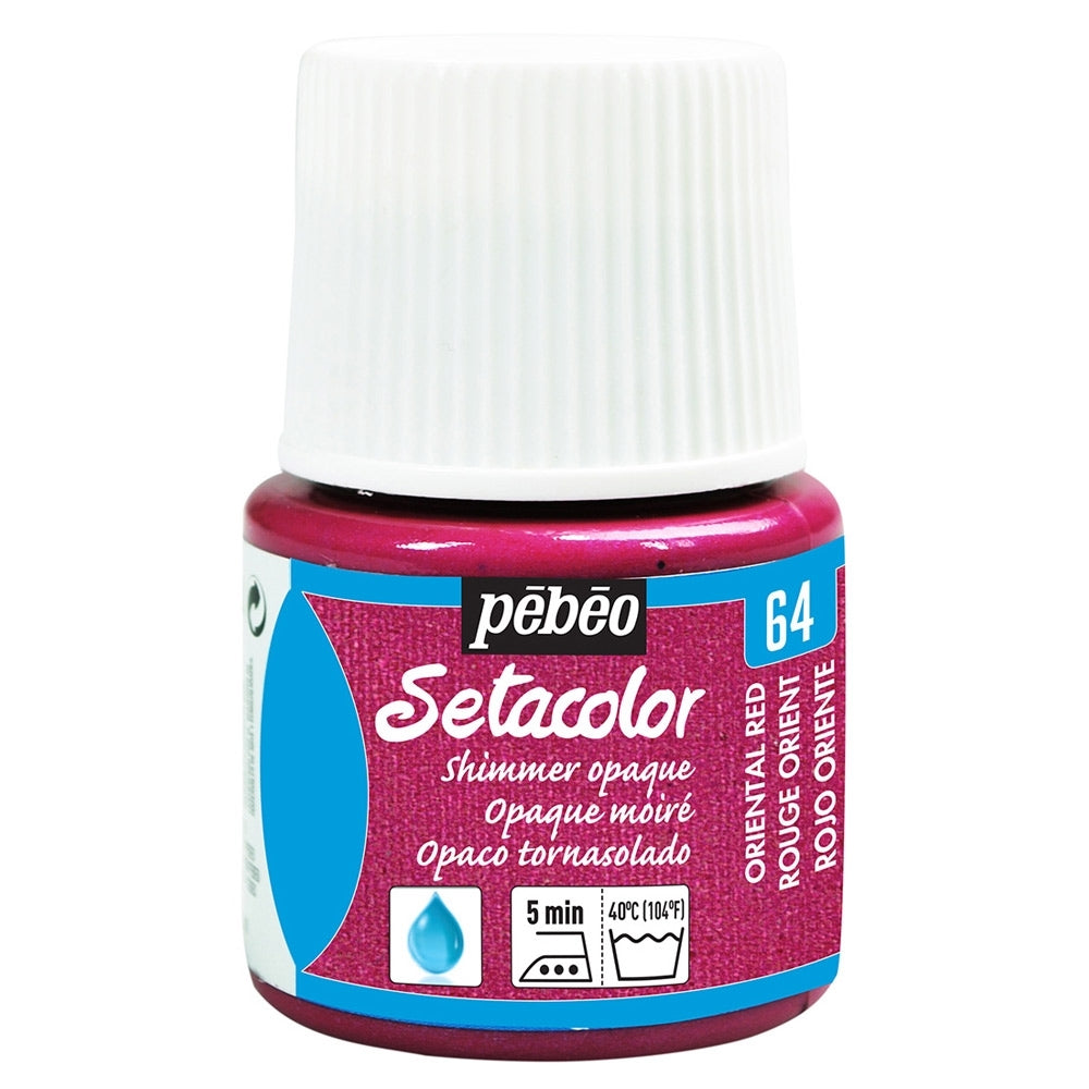 Pebeo - Setacolor Stoff & Textilfarbe - undurchsichtiger Schimmer - Orientalisches Rot - 45 ml