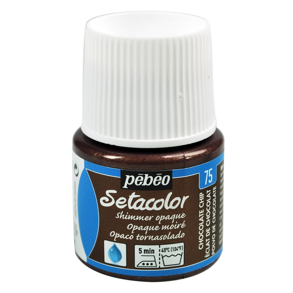 PEBEO - Tessuto setacolor e vernice tessile - Shimmer opaco - CHIP al cioccolato - 45ml