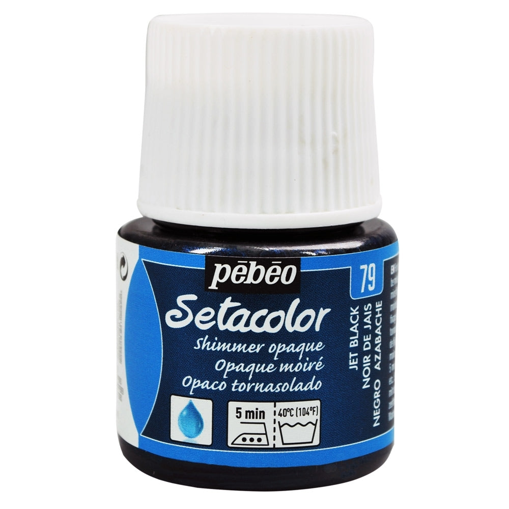 Pebeo - Setacolor Stoff & Textilfarbe - undurchsichtiger Schimmer - Jet Black - 45 ml