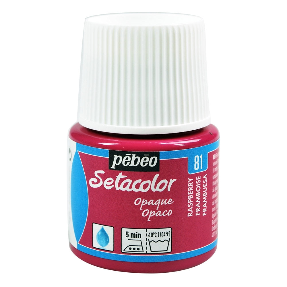 Pebeo - Setacolor Stoff & Textilfarbe - undurchsichtiger Matt - Himbeere - 45 ml