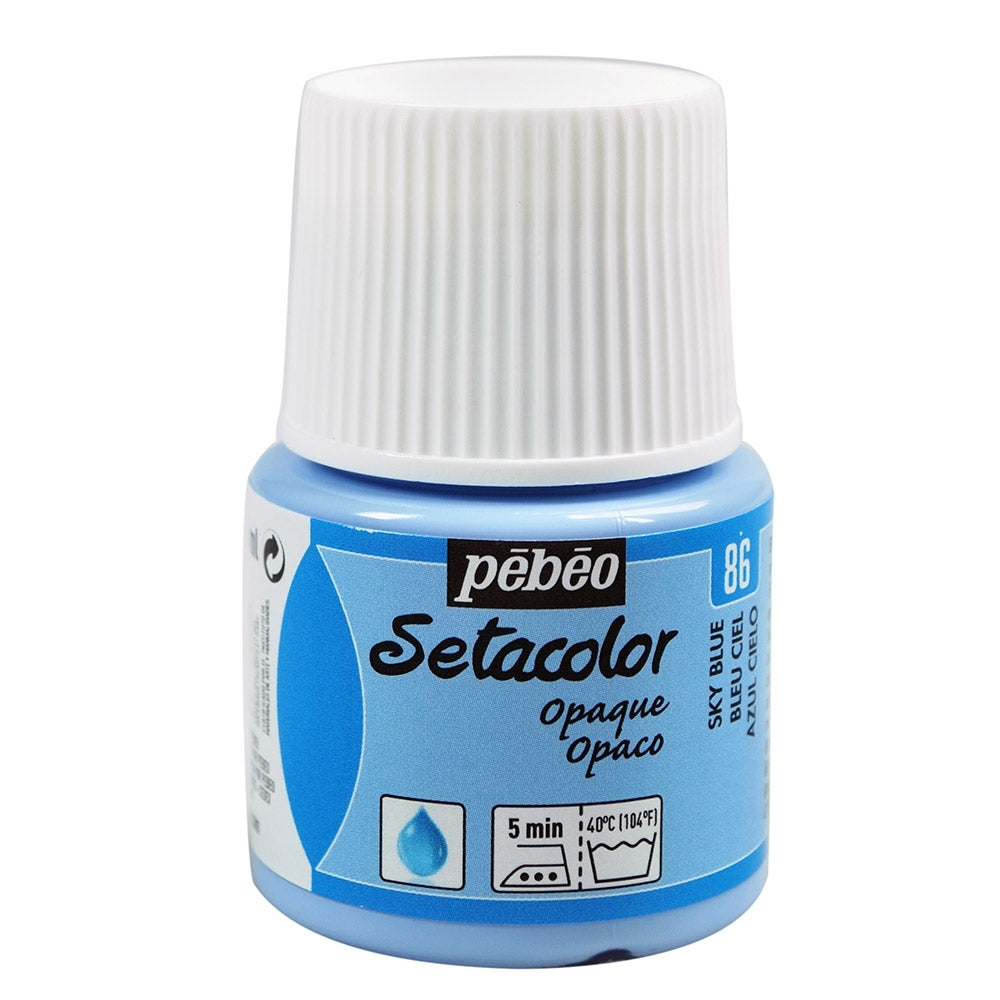 Pebeo - Setacolor Stoff & Textilfarbe - undurchsichtiger Matt - Sky Blue - 45 ml