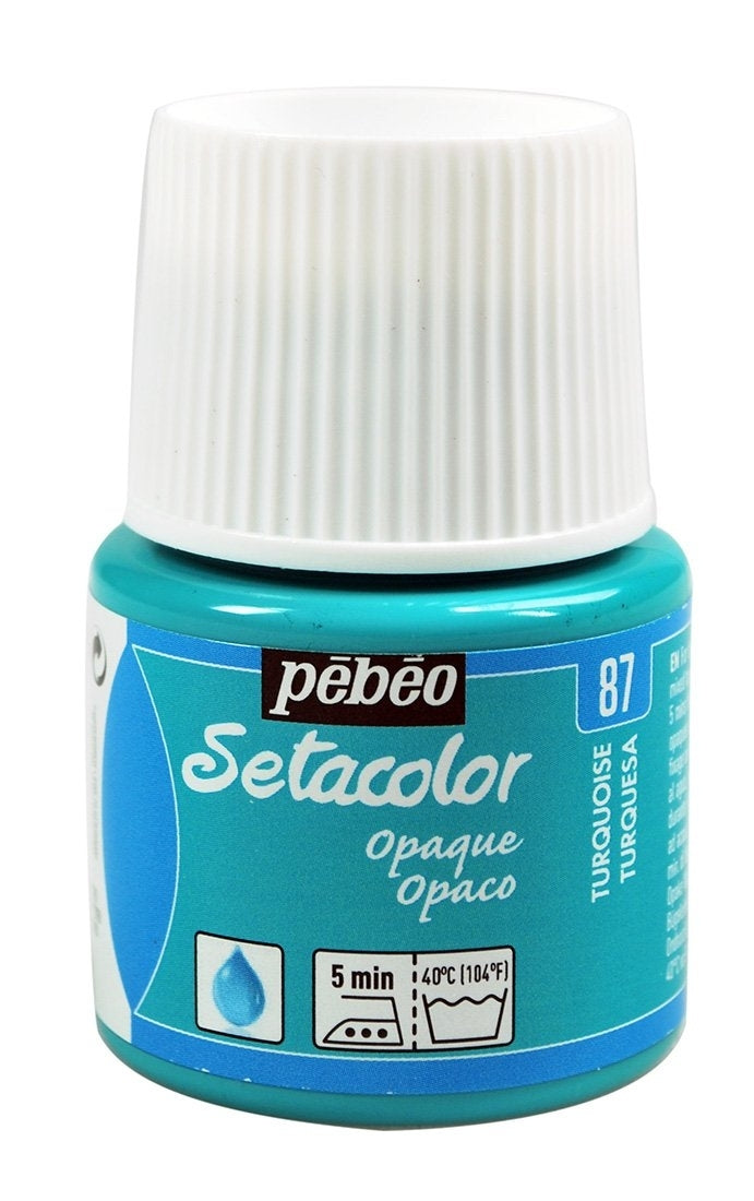 Pebeo - Setacolor Stoff & Textilfarbe - undurchsichtiger Matt - Türkis - 45 ml