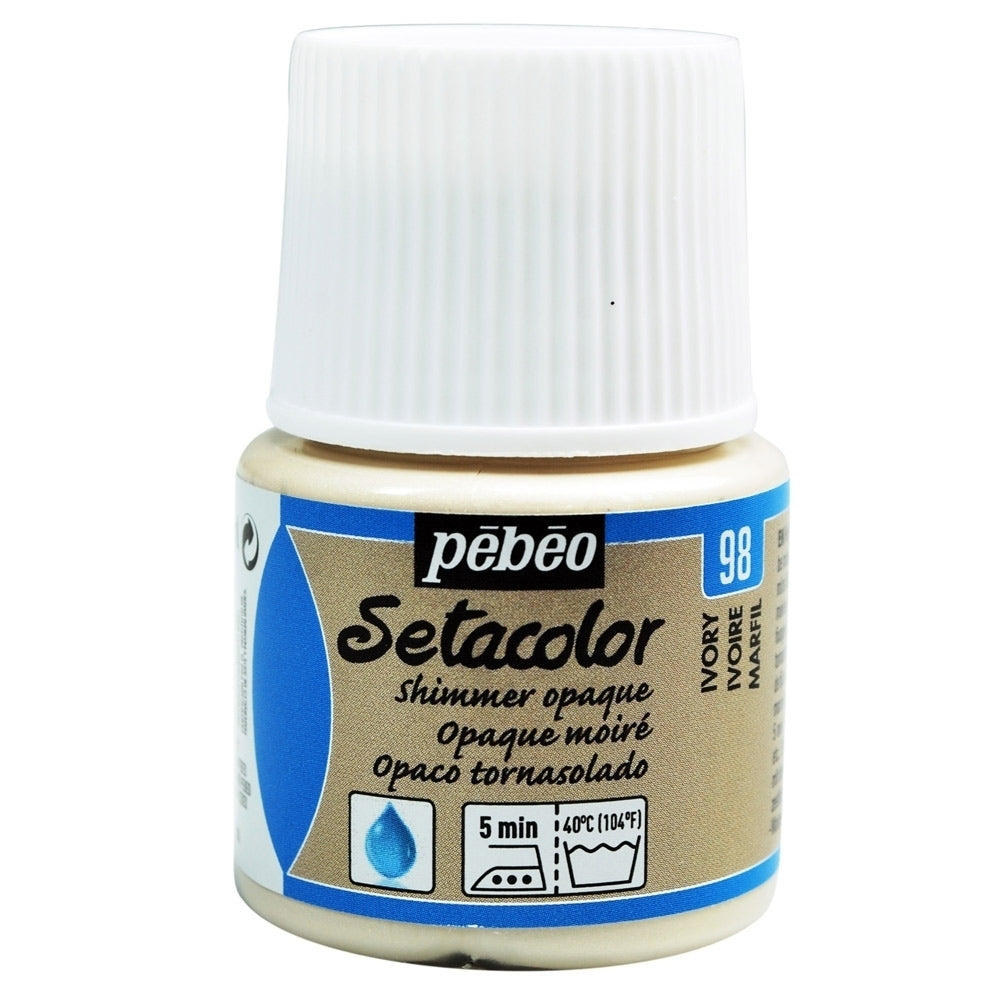Pebeo - Setacolor Stoff & Textilfarbe - undurchsichtiges Schimmer - Elfenbein - 45 ml