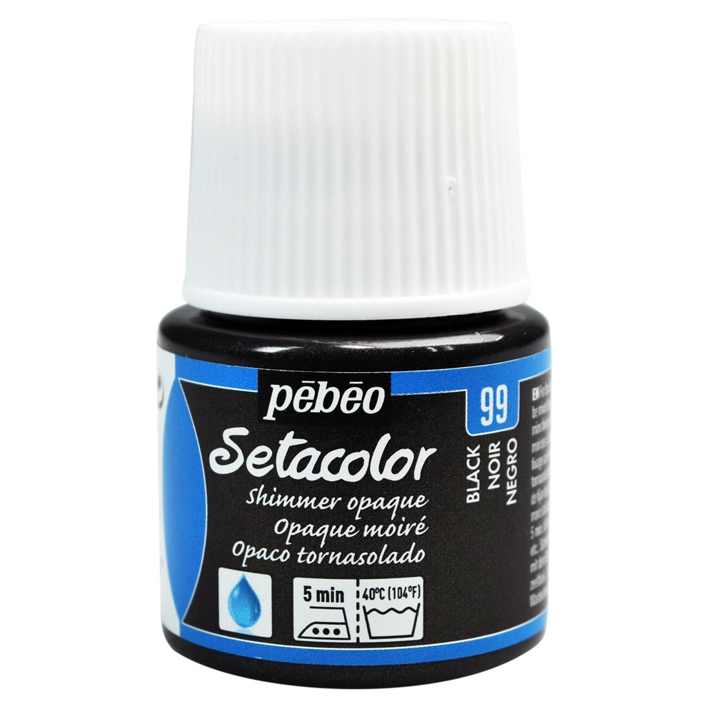 Pebeo - Setacolor Fabric & Textile Paint - Opaque Shimmer - Black - 45ml