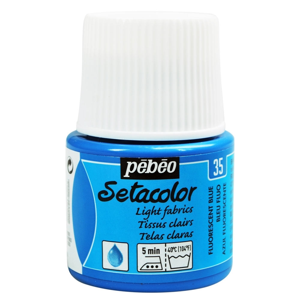 Pebeo - Setacolor Light Fabric Paint - Fluorescent Blauw - 45 ml