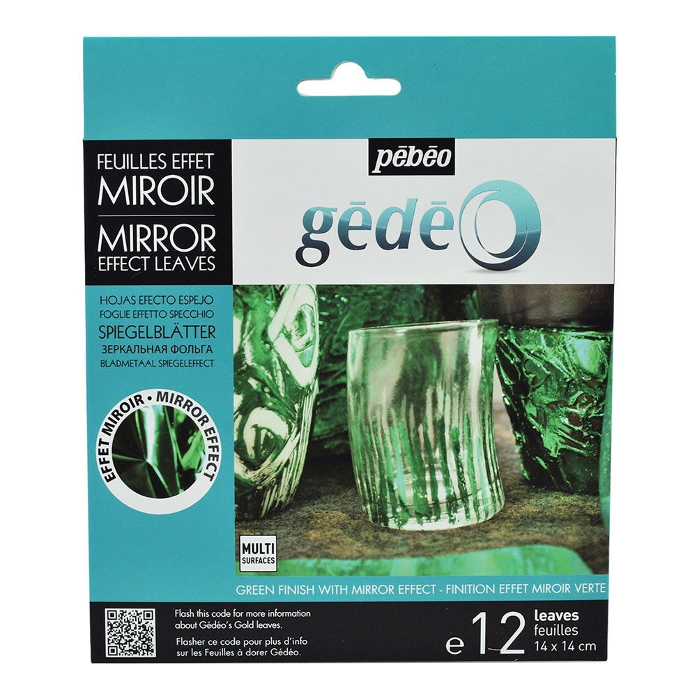 Pebeo - Pacco Gedeo di 12 foglie di metallo a specchio - verde foglia