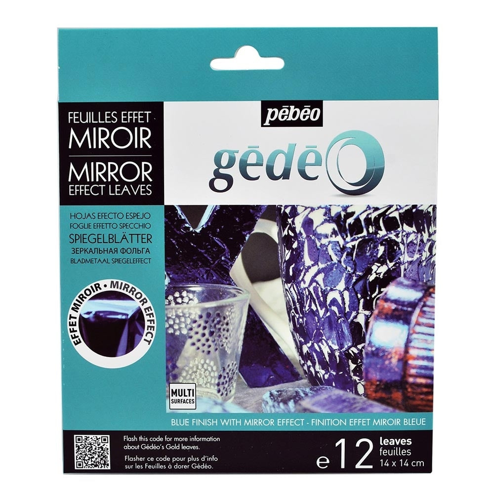 Pebeo - Pacco Gedeo di 12 foglie di metallo effetto specchio - blu foglia