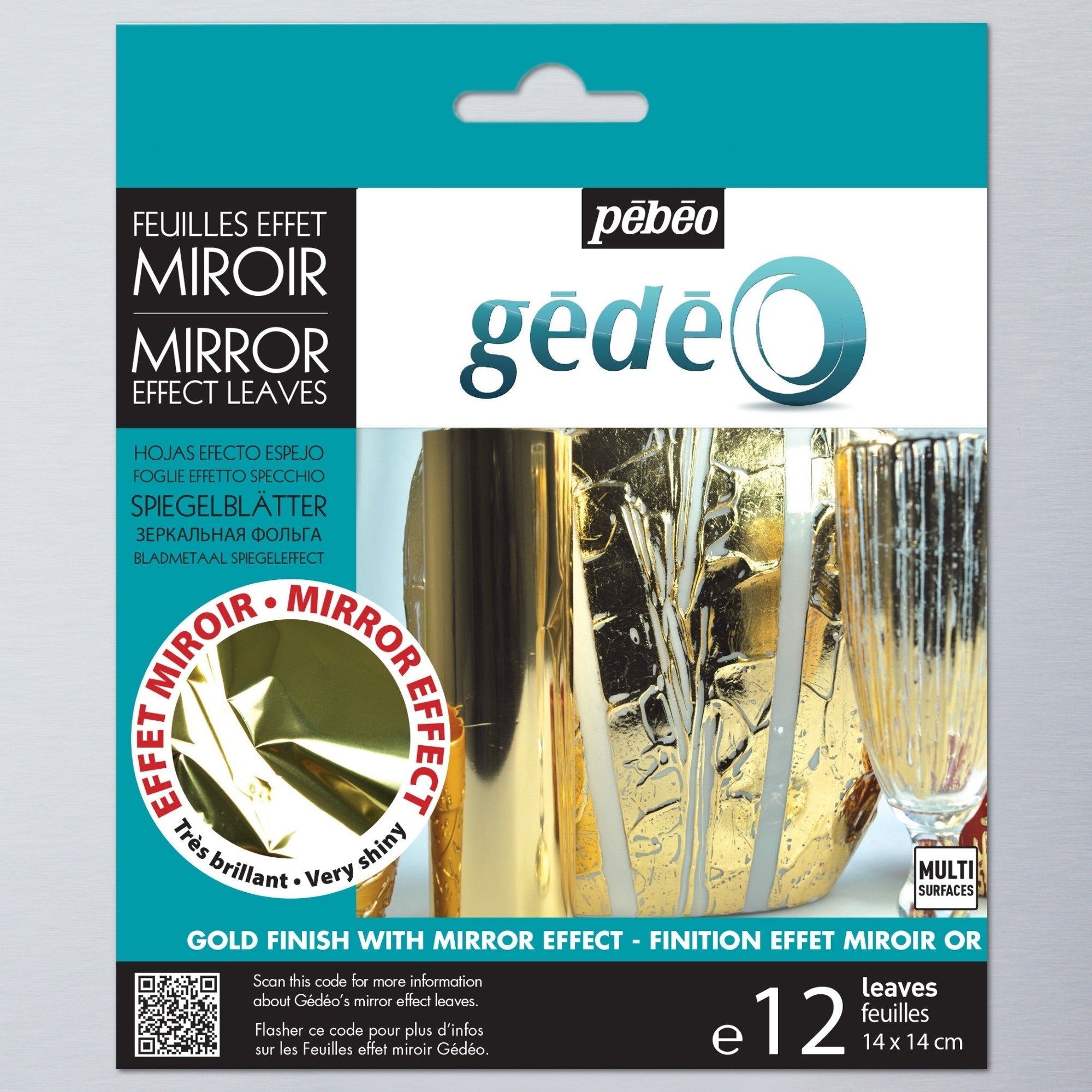 Pebeo - Gedeo Pack de 12 feuilles de métal à effet miroir - Gol de feuille