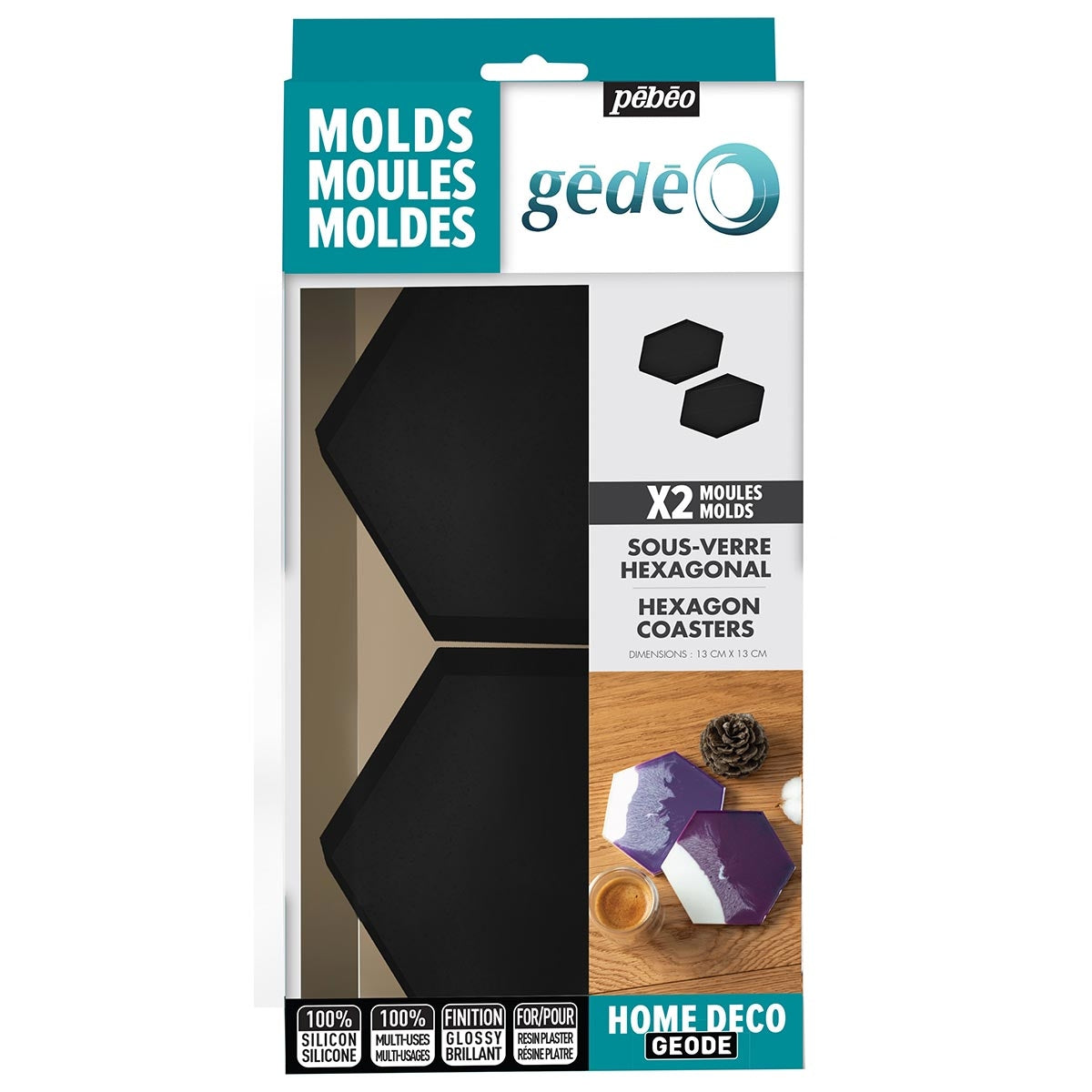 Pebeo - Gedeo - Silicone Mould Hexagonal coaster x2