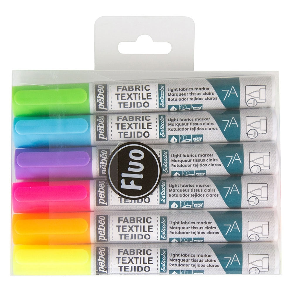 Pebeo - 7a L. Fabric & Textile Marker 1 mm Pack 6 fluo