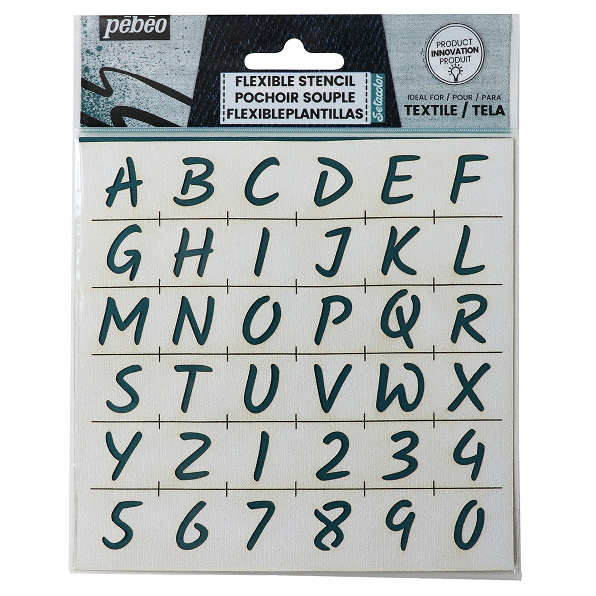 PEBEO - 7A Stencil flessibile 15 x 15 cm - alfabeto e numeri