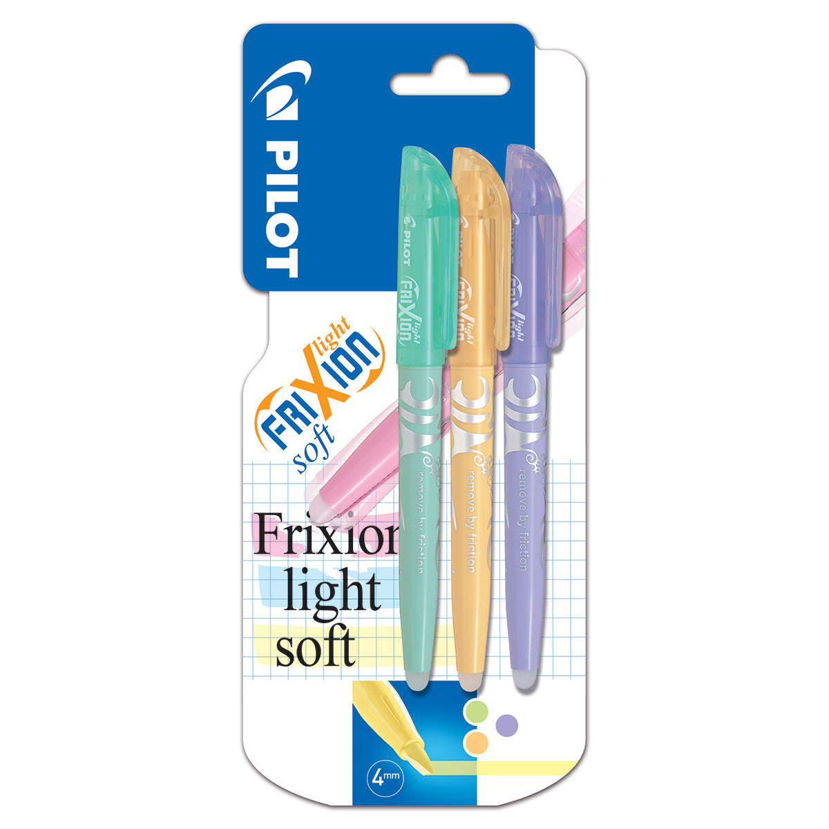 Pilot - FriXion Light Soft - Evidenziatore a penna - Verde Arancione Viola - Punta Media - Confezione da 3