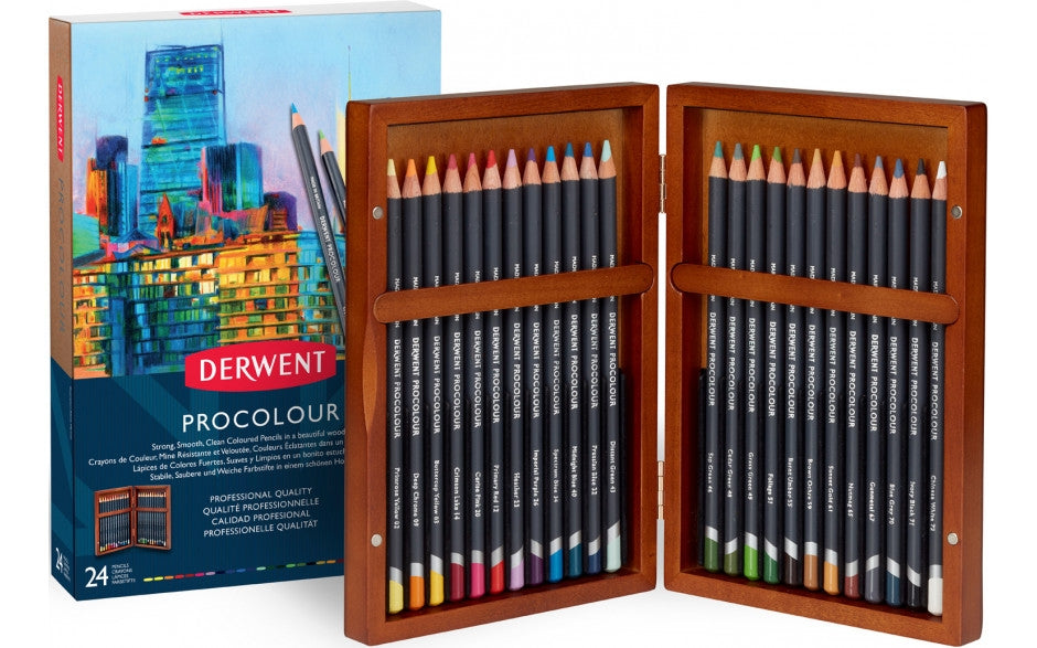 Derwent - 24 x Crayon Procolour - Boîte en bois