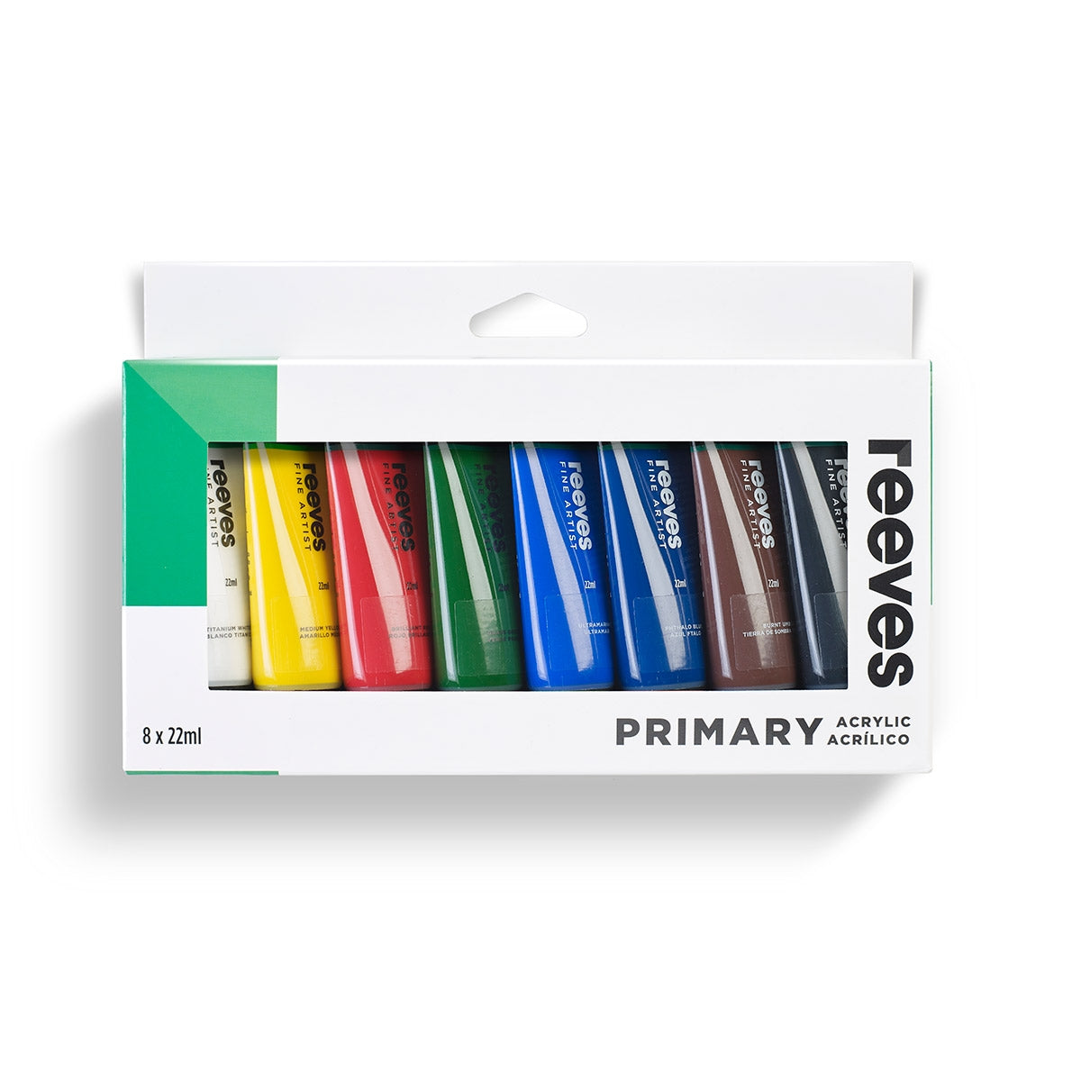 Reeves - 8 X 22ml  Fine Artist Acrylic Paint Set Primary Colours