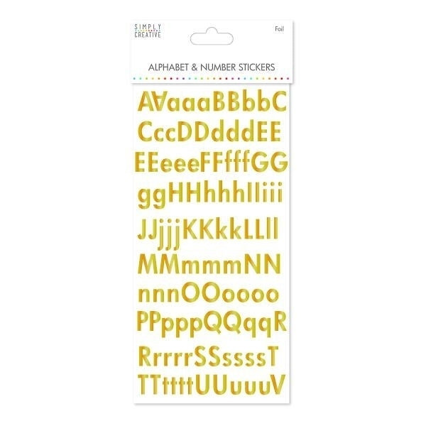 Simply Creative - Alphabet & No. Stickers - Classic Foil Gold Clemboard