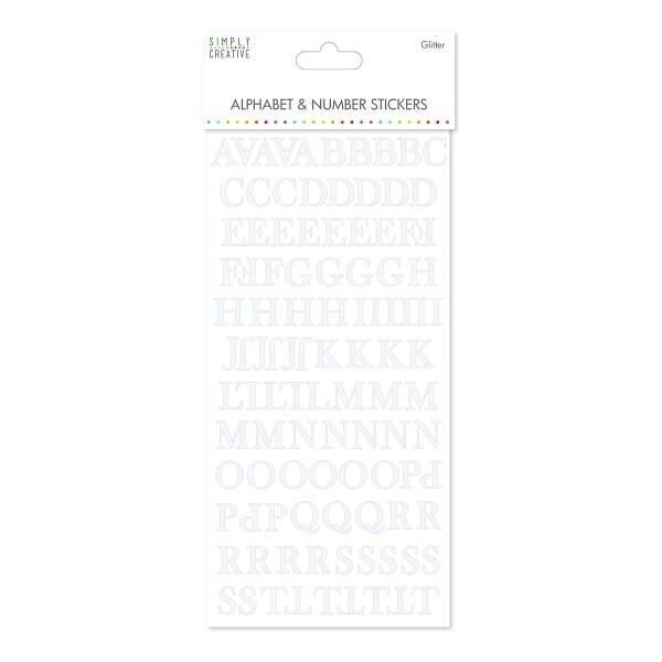 Simply Creative - Alphabet & No. Stickers - Traditional Glitter White Clipboard