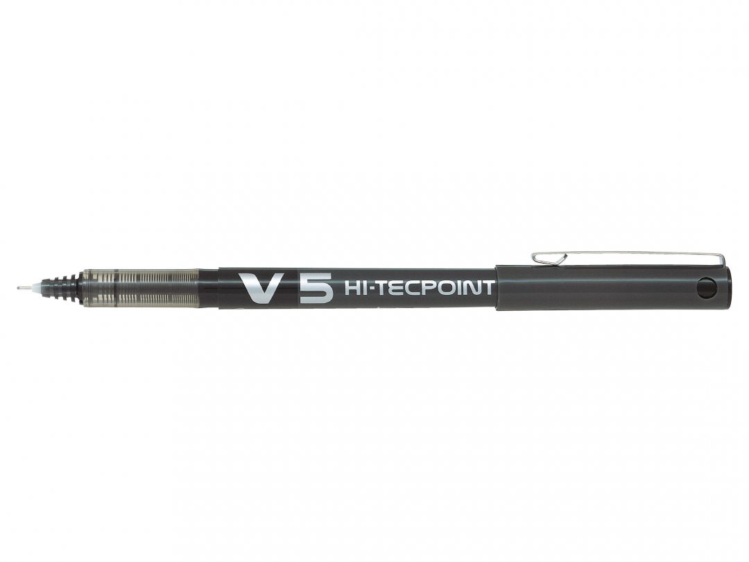 Pilot Hi-Tecpoint V5-Roller encre liquide-Noir-Pointe Fine-5x Pack