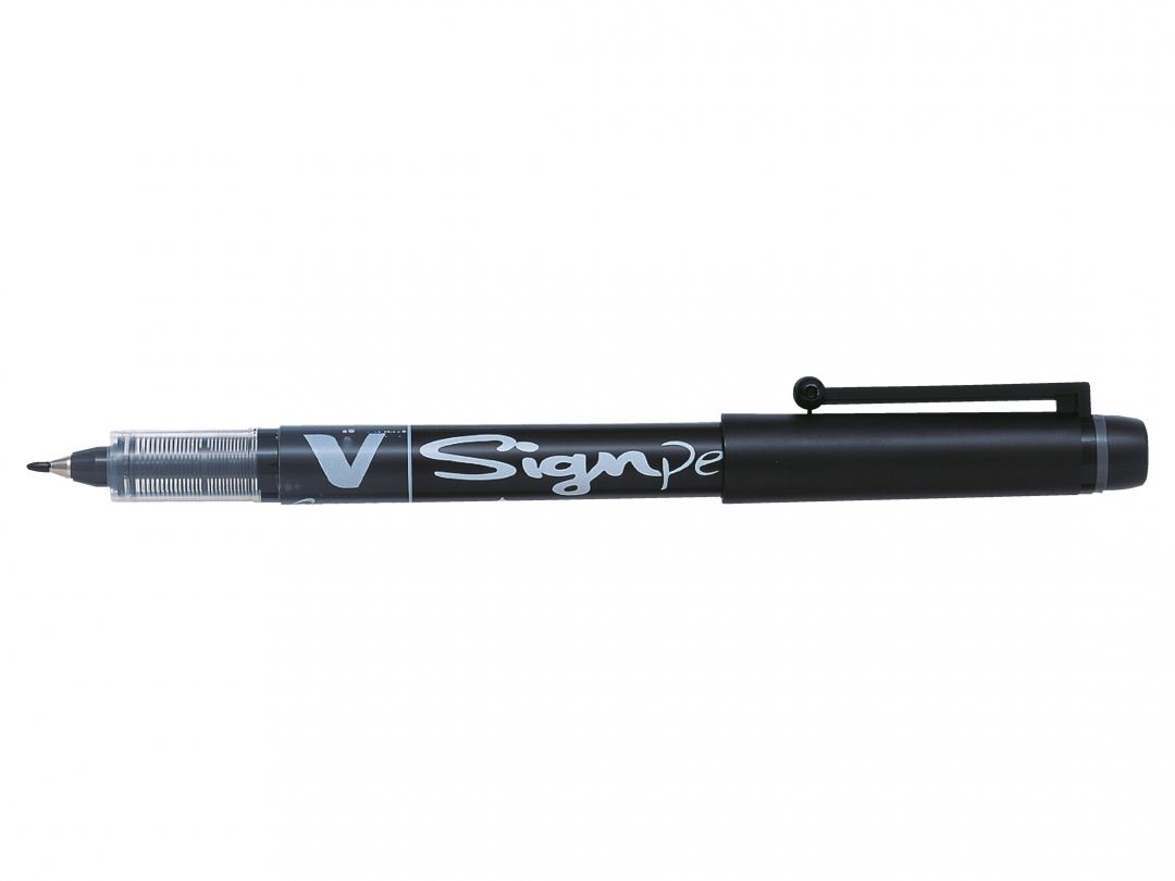 Pilot V-Sign Pen - Fineliner Marker pen - Black - Medium Tip for signing Artwork